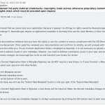 Apple rejette une application au nom du Copyright Message d'Apple informant du rejet de l'application